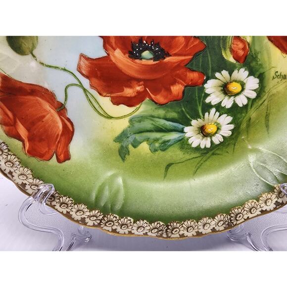 Antique R.S. Prussia Crown B Hand Painted Plate Signed Scharf 8.5" GoldGilt RARE - Picture 5 of 10